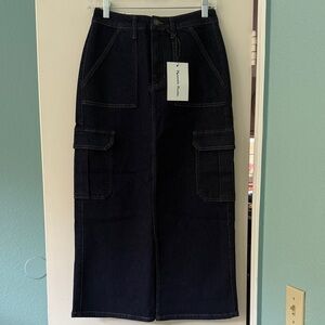 Women's Dark Rinse Denim Maxi Skirt